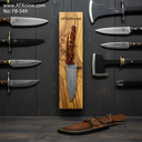 Fixed Blad Knife - Damascus Steel 1095 ( RainDrops Pattern ), Resin  Handle, 57-58 HRC, Leather Sheath ( Drop Point Style ) No: FB-549