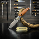 Folding Knife VG10 Damascus Steel , Walnut Wood w/ Steel Handle, Liner Lock Method, 57-59 HRC - Drop Point Style No: FK109