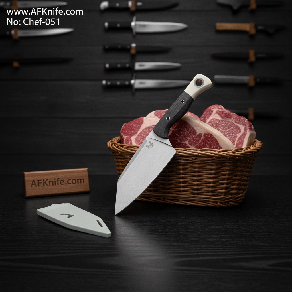 [Chef-051] Chef's (kitchen) Benchmade Station Knife, CPM-154 Stainless Steel, G10 Handle, 58-61 HRC No: Chef-051