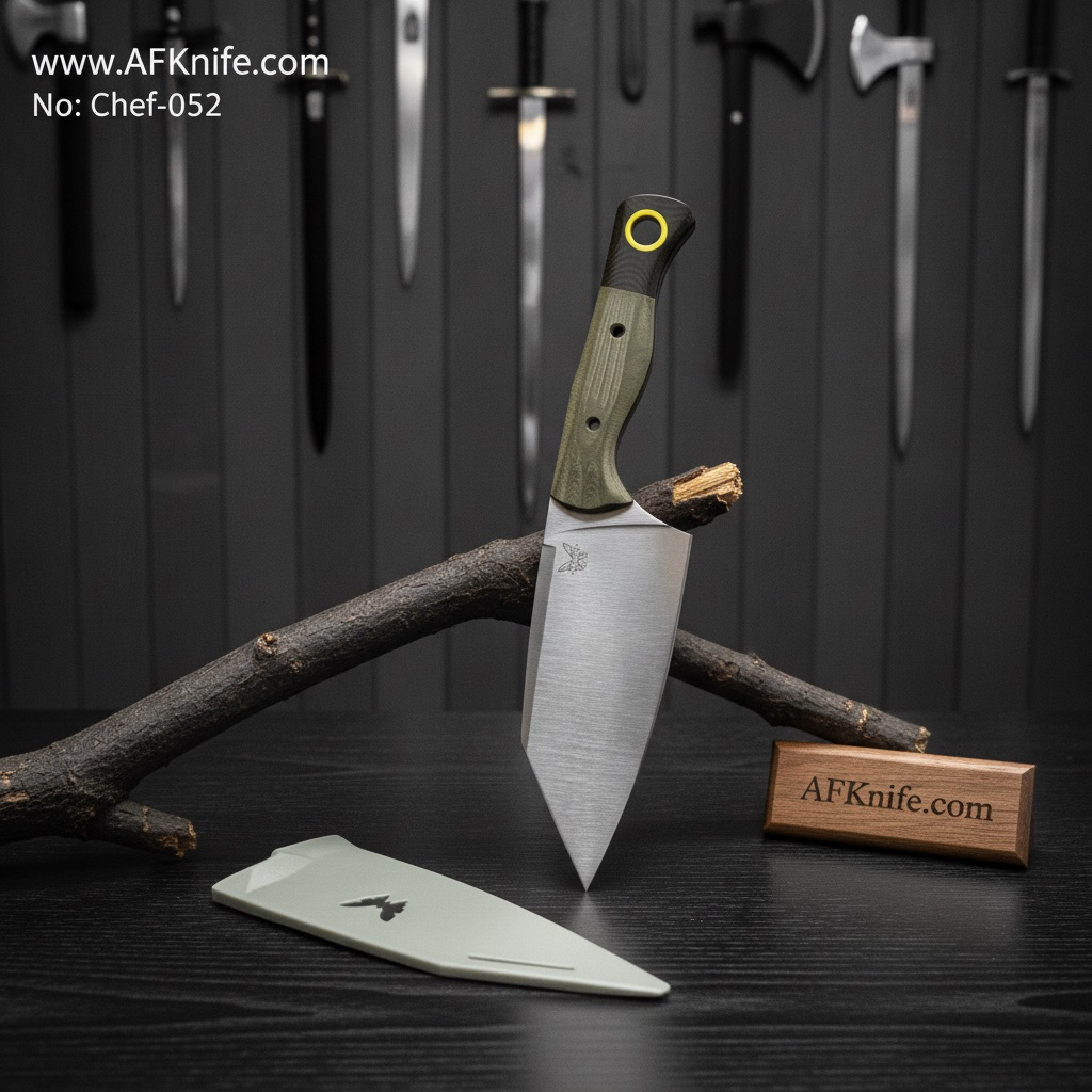 [Chef-052] Chef's (kitchen) Benchmade Station Knife, CPM-154 Stainless Steel, G10 Handle, 58-61 HRC No: Chef-052