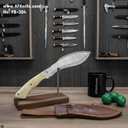 Fixed Blade Kukri Knife - Damascus Steel 1095 + Camel Bone Handle + Leather Sheath + 58-59 HRC -  Kukri Style No: FB-304