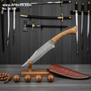 Fixed Blad Damascus Steel VG10 + Wood Handle + Leather Sheath + 58-59 HRC - Clip Point Style No: FB-310