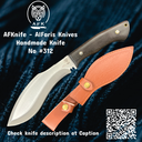 Fixed Blade Kukri Knife - High-Carbon Steel W/ a Titanium Coating + Walnut Wood Handle + Leather Sheath - 58-59 HRC Kukri Style No: FB-312