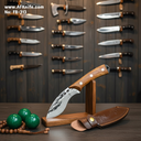 Fixed Blade Kukri Knife - Carbon Steel 1095 + Walnut Wood Handle + Leather Sheath + 58-59 HRC Kukri Style No: FB-313