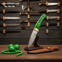 Fixed Blad Damascus Steel 1095 + Epoxy w/ Guard Handle + Leather Sheath + 58-59 HRC -  Drop Point Style No: FB-318