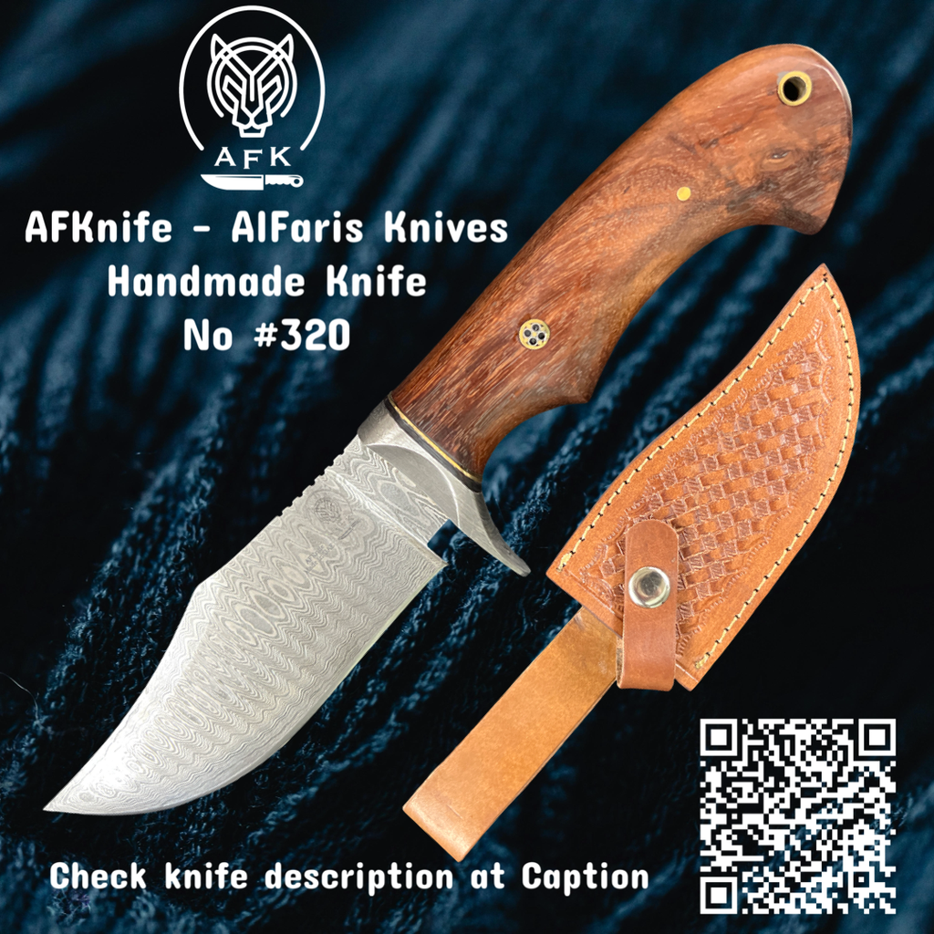 [320] Fixed Blad Clip Point Damascus 1095 Knife #320