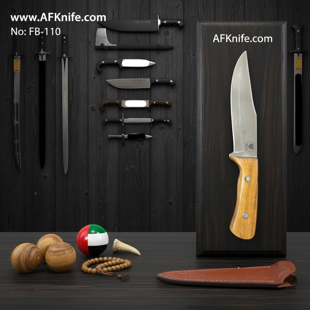 Fixed Blade Carbon Steel 1095 + Wood Handle + Leather Sheath + 56-57 HRC -Drop Point Style No: FB-110
