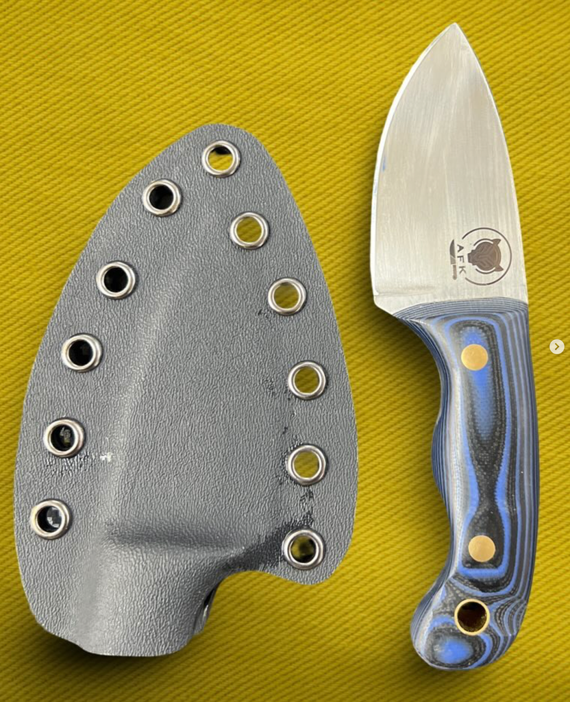 Fixed Blade Neck Knife - Carbon Steel 1095 + G10 Handle + Kydex Sheath + 58-59 HRC Drop Point Style No: FB-113