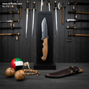 Fixed Blade Carbon Steel 1095 + Rose Wood Handle + Leather Sheath + 58-59 HRC - Drop Point Style No: FB-114