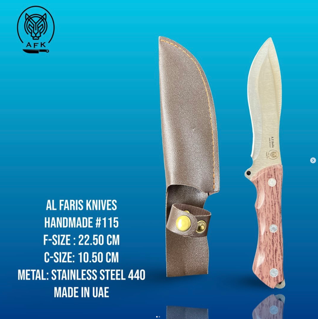 [115] Fixed Blade Recurve ( Damascus Steel ) Knife #115