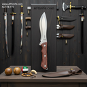 Fixed Blade 440-C Stainless Steel + Walnut Wood Handle + Leather Sheath + 56-57 HRC - Recurve Style No: FB-115