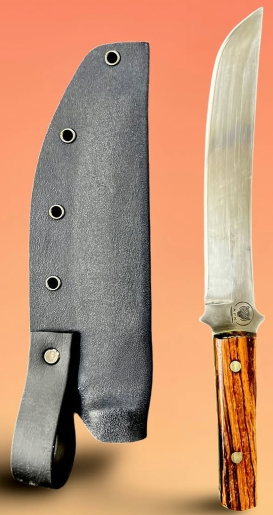 Fixed Blade Carbon Steel 1095 + Rose Wood Handle + Kydex Sheath + 58-59 HRC - Straight Back Style No: FB-116