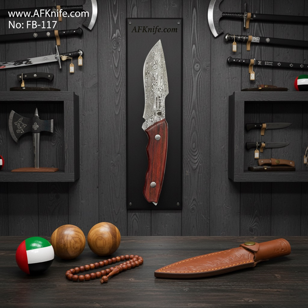 Fixed Blade Damascus VG10 + Walnut Wood Handle + Leather Sheath + 57-59 HRC - Drop Point Style No: FB-117