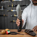 Fixed Blade Carbon Steel 1095 + Ebony Wood Handle + Leather Sheath + 56-58 HRC - Recurve Style No: FB-125