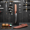 Fixed Blade Carbon Steel 1095 + Rose Wood Handle + Leather Sheath + 58-59 HRC - Straight Back Style No: FB-129