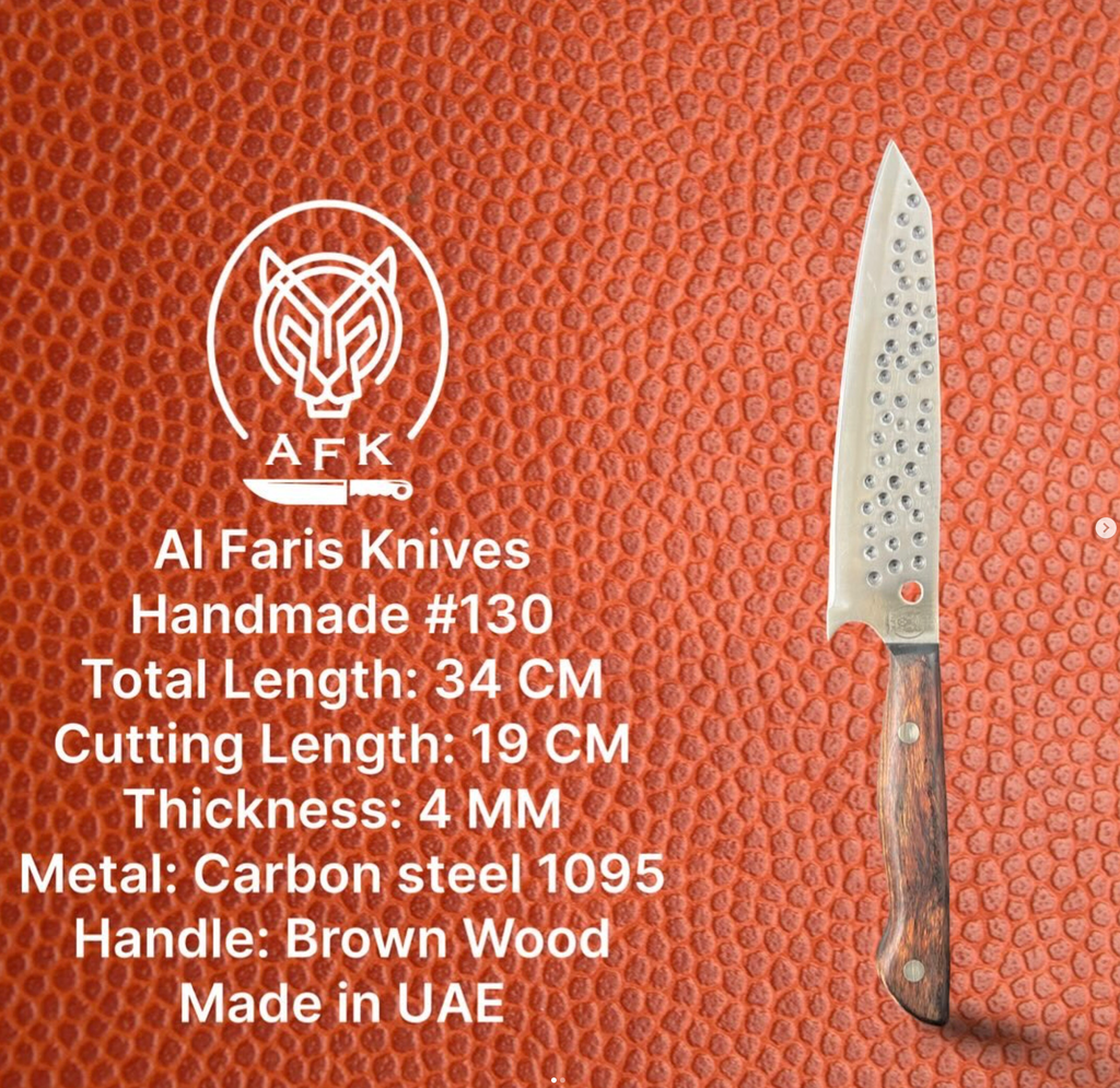 Chef's (kitchen) Carbon Steel 1095 + Wood Handle + 58-60 HRC -( Bunka Style ) No: Chef-130