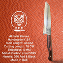 Chef's (kitchen) Carbon Steel 1095 + G10 Handle + 58-60 HRC - ( Bunka Style ) No: Chef-134