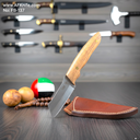 Fixed Blade Carbon Steel 1095 + Zebra Wood Handle + Leather Sheath + 58-59 HRC - Sheepsfoot Style: FB-137