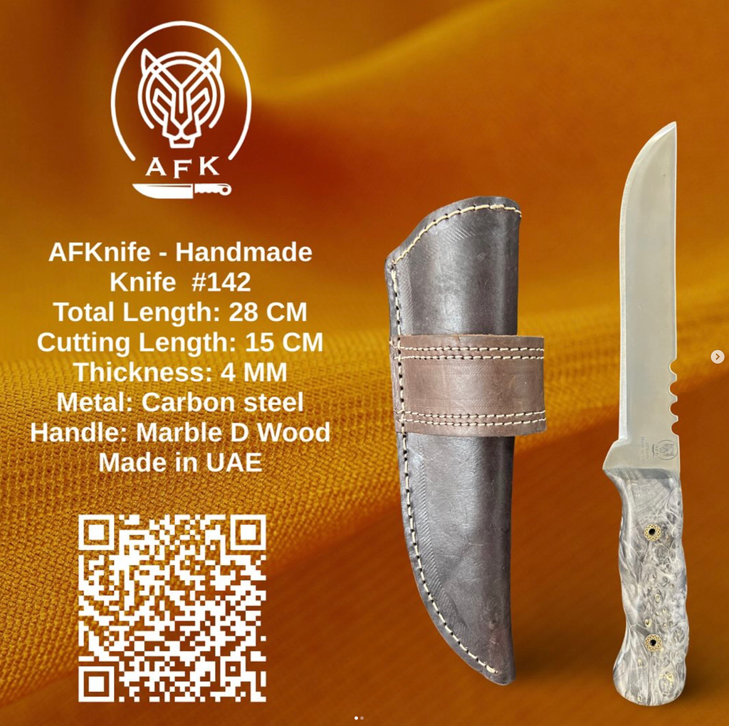 Fixed Blade Straight Back Carbon Steel 1095 Knife #142