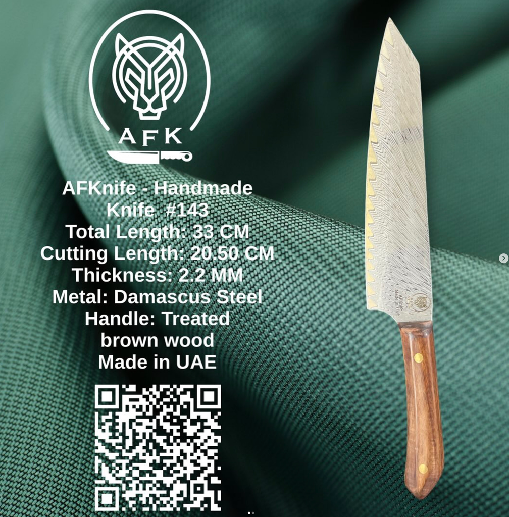 Chef's (kitchen) Damascus VG10 + Wood Handle + 58-60 HRC - ( Bunka Style ) No: Chef-143