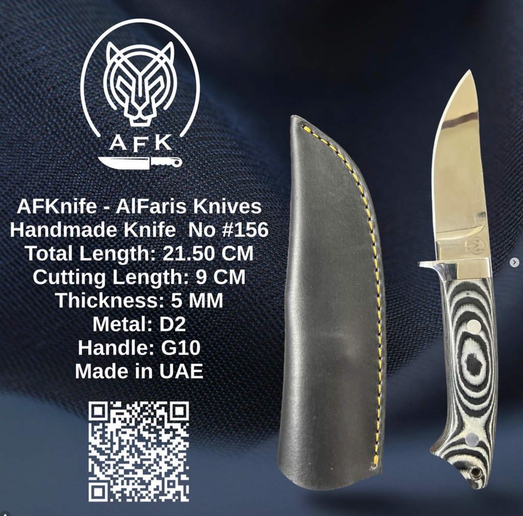 Fixed Blad D2 Tool Steel + G10 Handle + Leather Sheath + 57-59 HRC - Straight Back Style No: FB-156