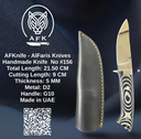 Fixed Blad D2 Tool Steel + G10 Handle + Leather Sheath + 57-59 HRC - Straight Back Style No: FB-156